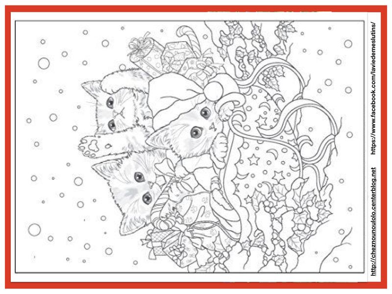 coloriage chat noel