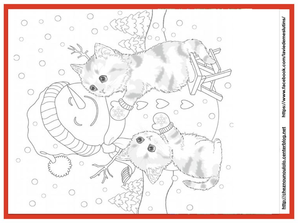 coloriage chat noel